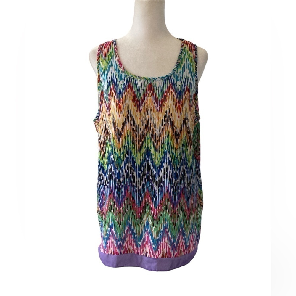 Zac & Rachel large blouse sleeveless colorful purple blue pink green yellow